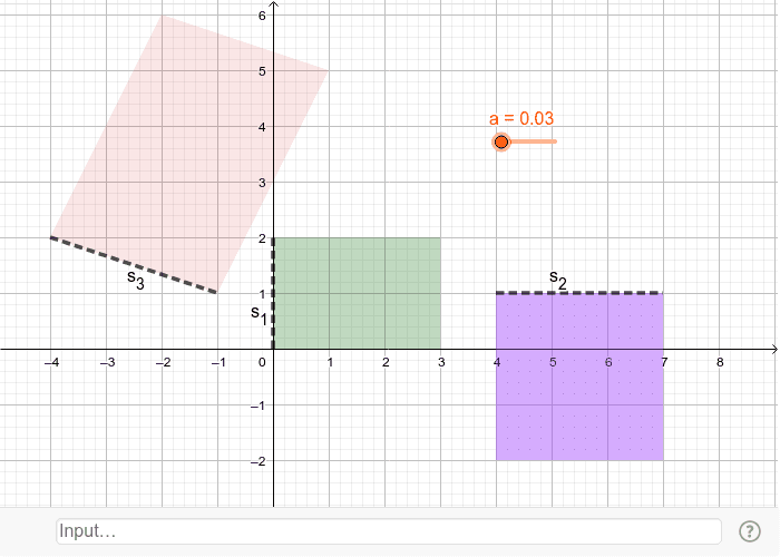 CREA I TRE SEGMENTI E FALLI MUOVERE NELLE AREE COLORATE SFRUTTANDO IL PARAMETRO VARIABILE a.
