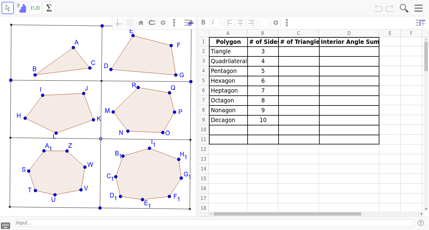 Investigate Polygon Interior Angle Sum Geogebra