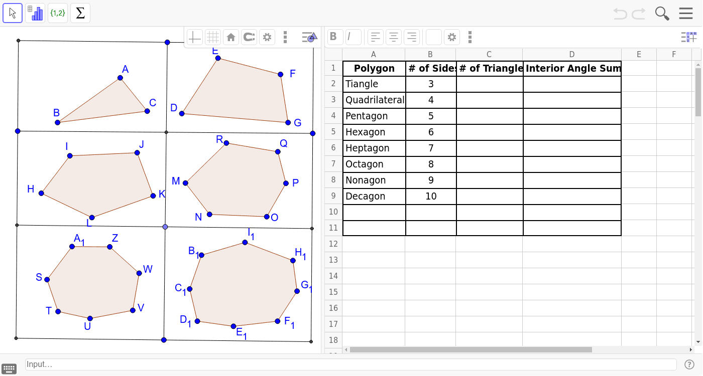 Investigate Polygon Interior Angle Sum GeoGebra