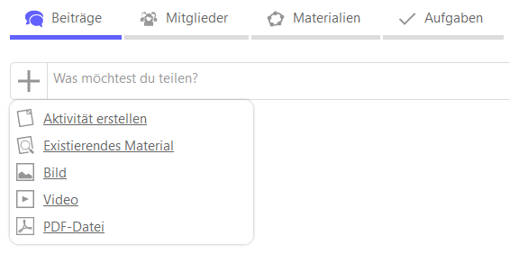 Einen Beitrag mit einem Material direkt erstellen (nur für Mitglieder)