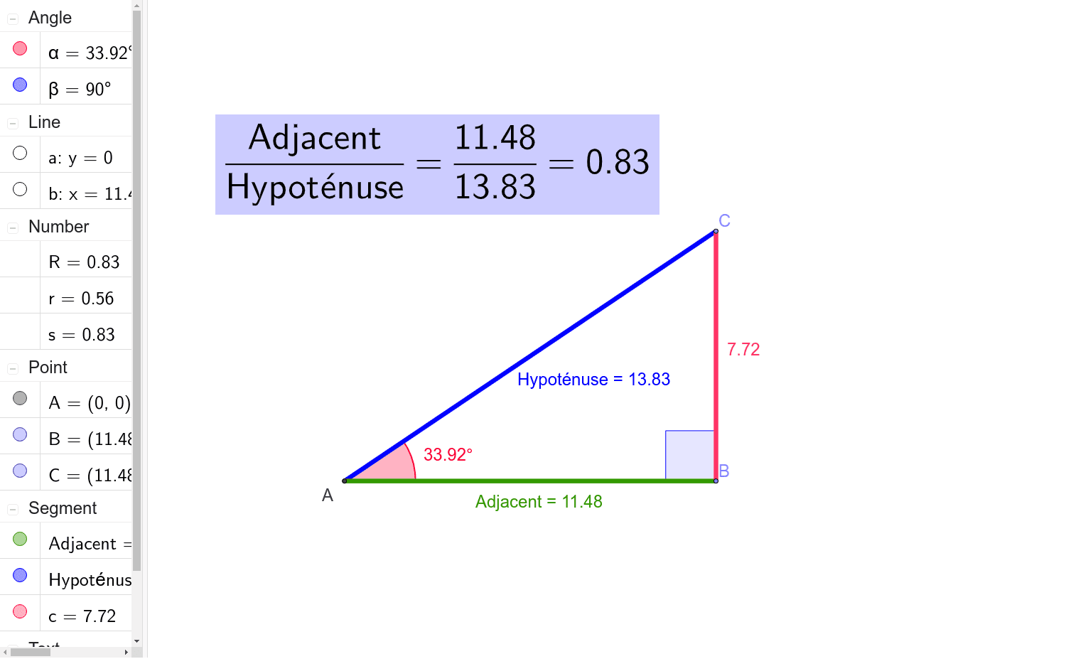 Classification d'un angle selon la mesure – GeoGebra