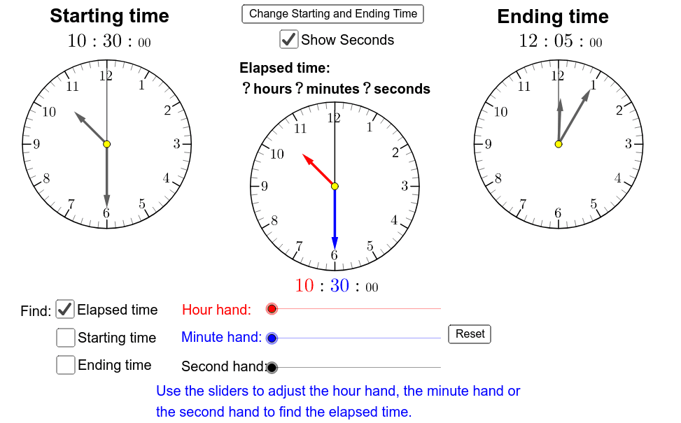 Find The Elapsed Time Using Hours Minutes Seconds GeoGebra