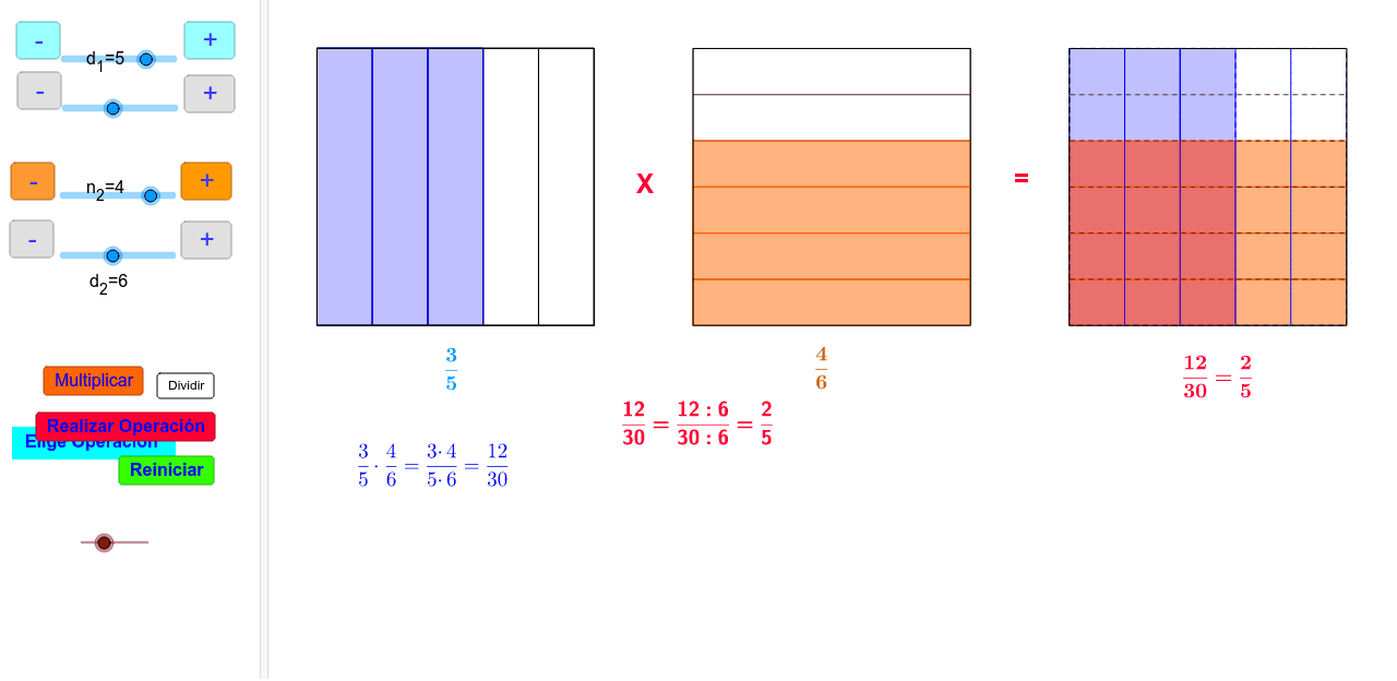 Multiplicación y división de fracciones GeoGebra
