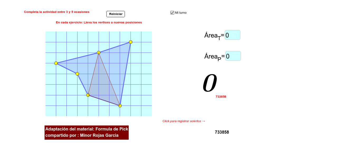 Formula de Pick GeoGebra