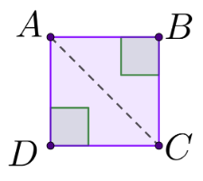 Tracem una diagonal del quadrat unint els vèrtexs A i C. 