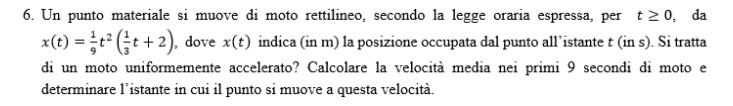 Quesito 6, simulazione matematica e fisica 28 febbraio 2018