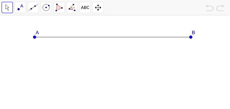 Using only the tools provided, find a point on segment AB that splits the segment in a 3 to 5 ratio.