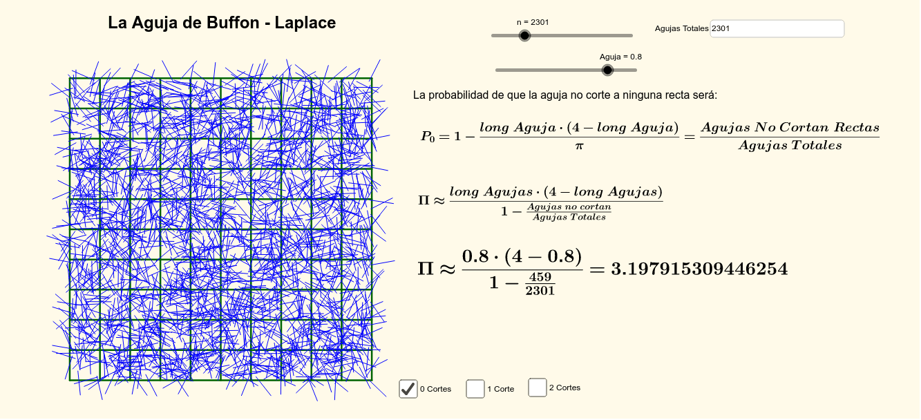 La Aguja de Buffon-Laplace generalizado a un tablero de cuadrículas.
