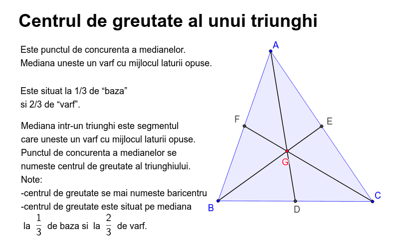 Centrul de greutate al unui triunghi