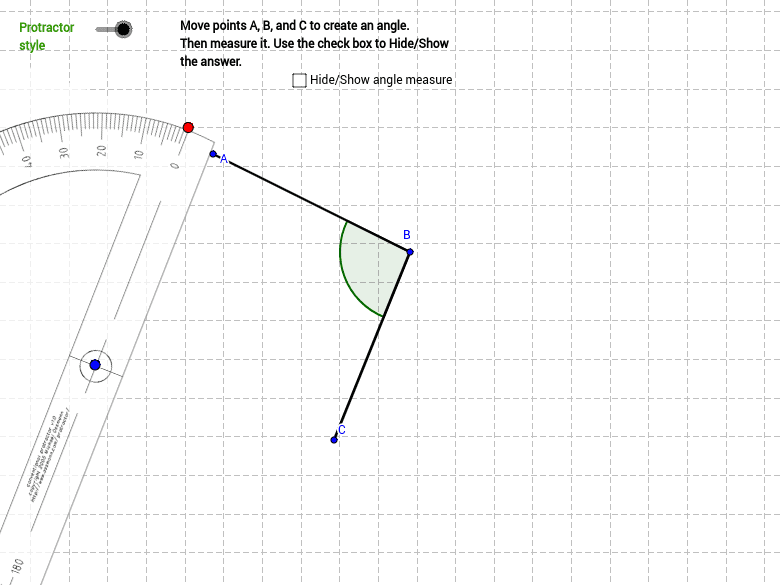 Protractor Practice (Not Random) GeoGebra