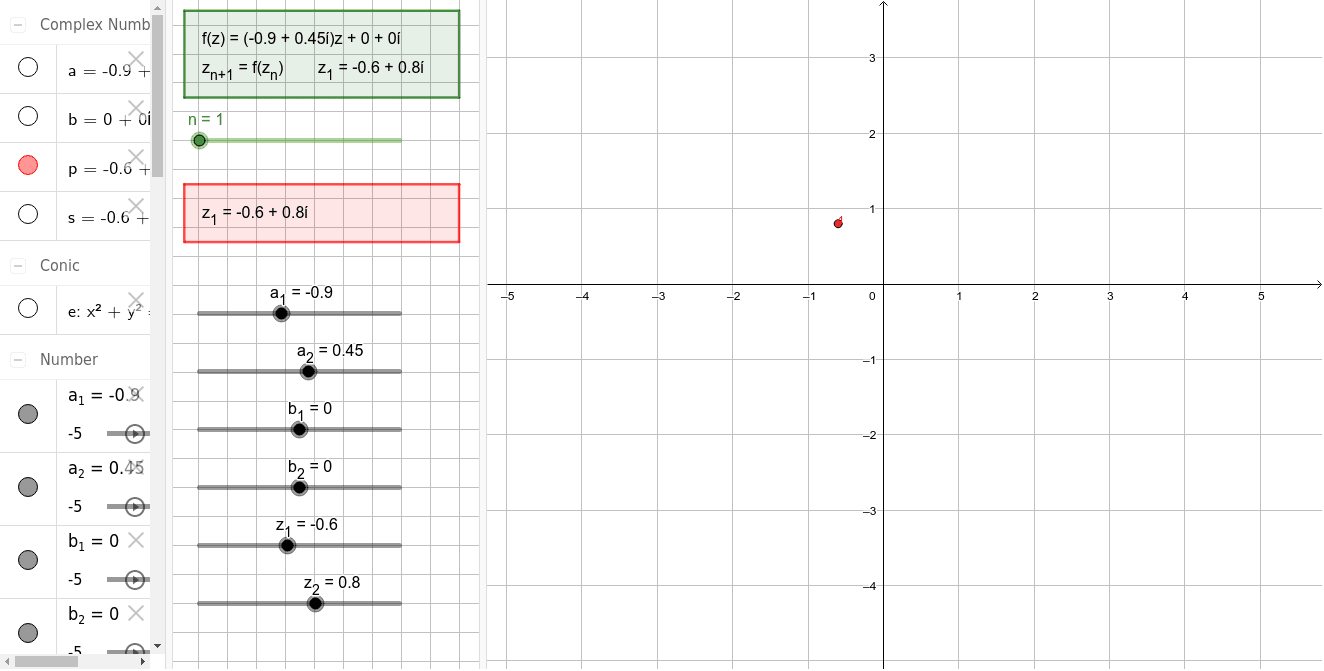 Komplexe Folge unter linearer Iteration GeoGebra