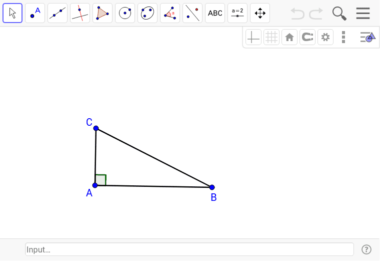 Find the circumcenter of the right triangle. (Construct the perpendicular bisectors)