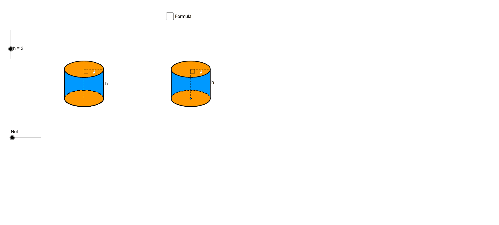 مساحة سطح الأسطوانة Geogebra