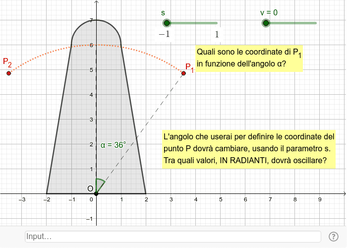 CREA IL SEGMENTO - ASTA DEL METRONOMO CHE OSCILLI TRA LE POSIZIONI INDICATE; AGISCI SULL'INTERRUTTORE DI v PER FARLO PARTIRE.