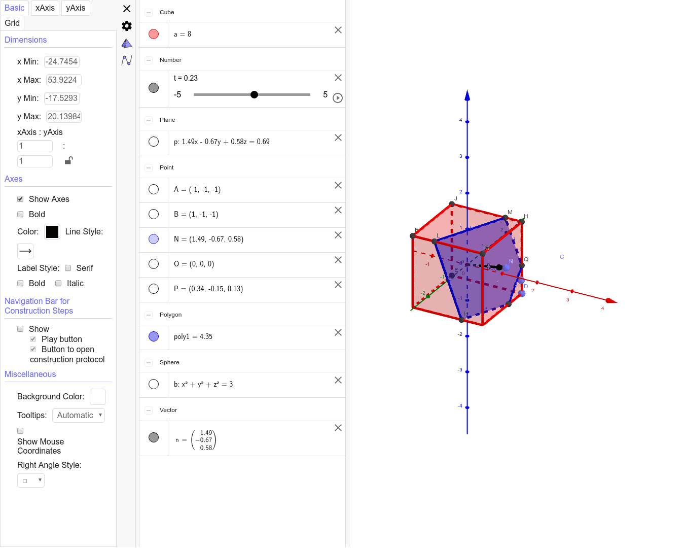 平面截正立方体 Geogebra 平面截正立方体 Geogebra