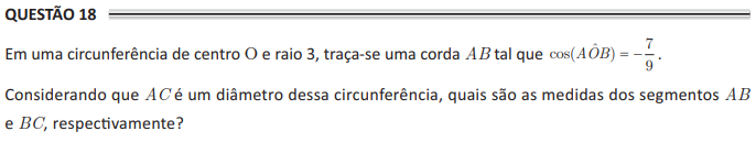 ENADE 2017 Questão específica 18: Circunferências