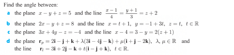Angles between a Line and a Plane