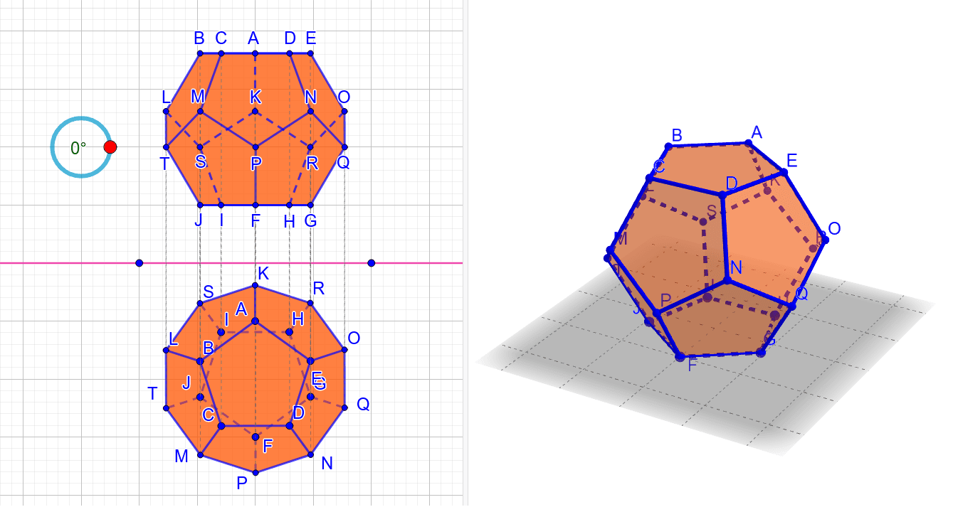 正12面体の投影図 Geogebra