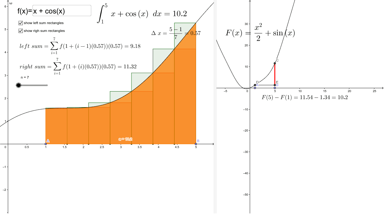 Fundamental theorem of calculus geogebra