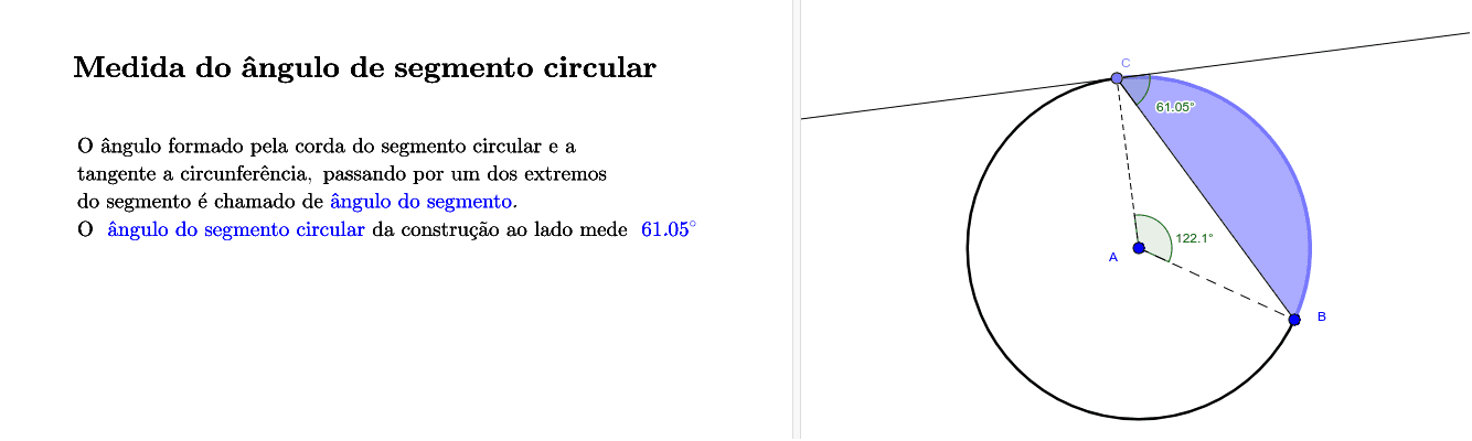 Medida do ângulo de segmento circular