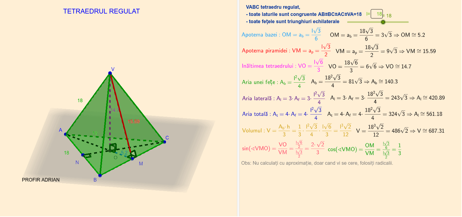 Tetraedru Regulat Formule Tetraedrul regulat-formule – GeoGebra
