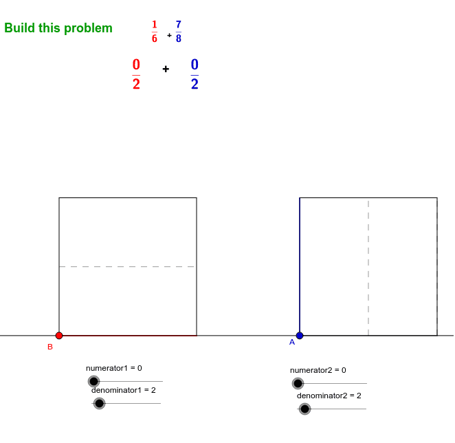 Adding fractions with an area model geogebra