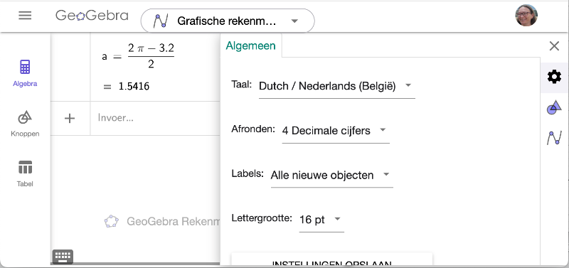 Analyse met de grafische rekenmachine van GeoGebra