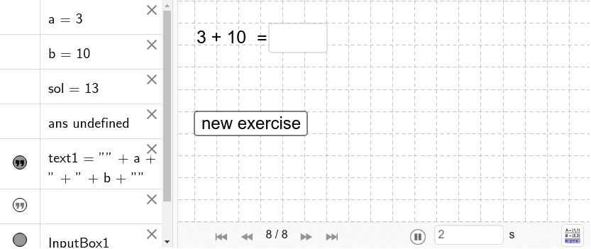 empty Input Box for answering – GeoGebra