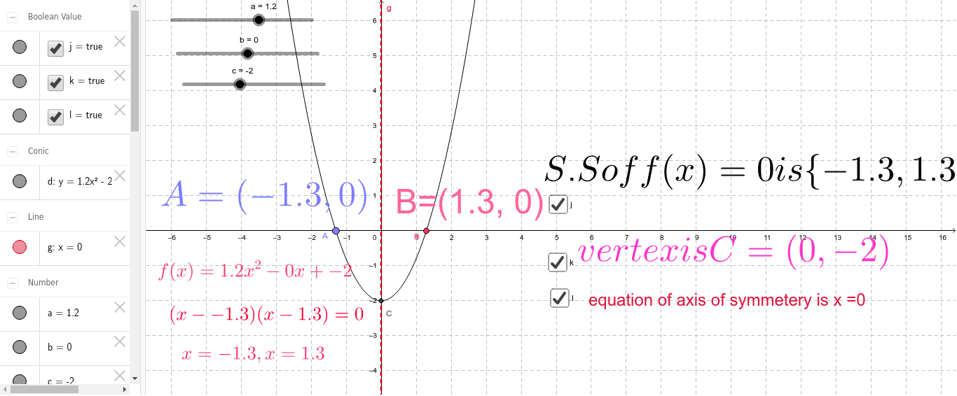 solving 2nd degree equation GeoGebra