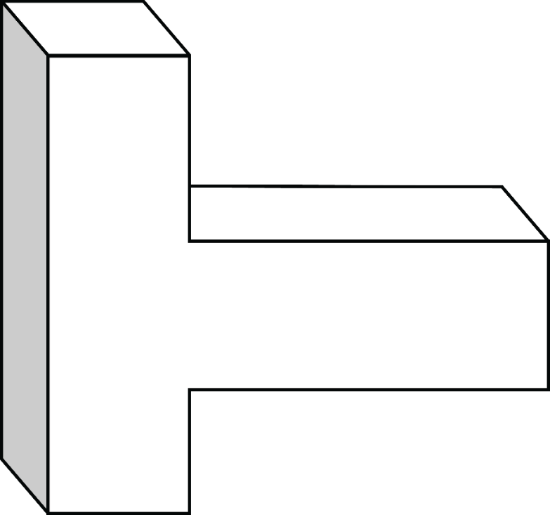 How would you decompose this 3-dimensional figure into right rectangular prisms? 