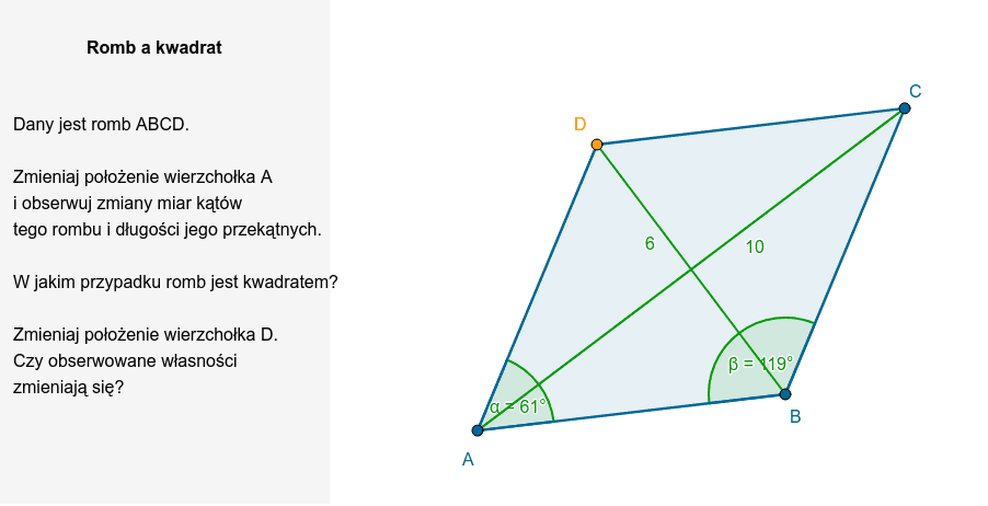 Romb Który Nie Jest Kwadratem Romb a kwadrat – GeoGebra