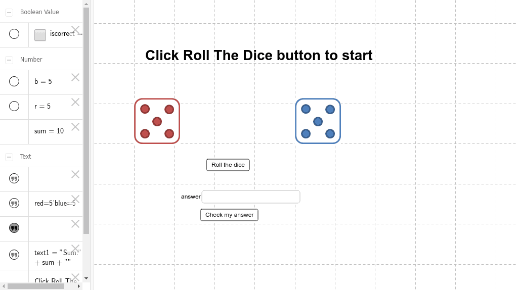 Template Dice GeoGebra