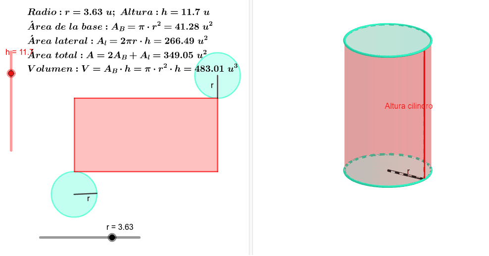 Cilindro con área lateral GeoGebra Cilindro con área lateral GeoGebra