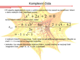 KOMPLEXNÍ ČÍSLA