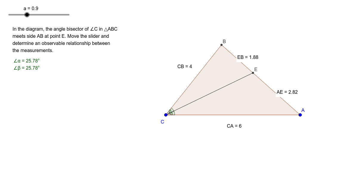 Triangle Angle Bisector Side Length Relationship GeoGebra
