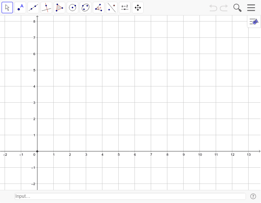 Disegna la retta r passante per i punti A(4,2) e B(2,6). Poi la retta s parallela a r passante per C(5,5), ed infine la retta t perpendicolare a s passante per D(9,2).