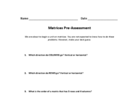 Matrices: Unit PLan