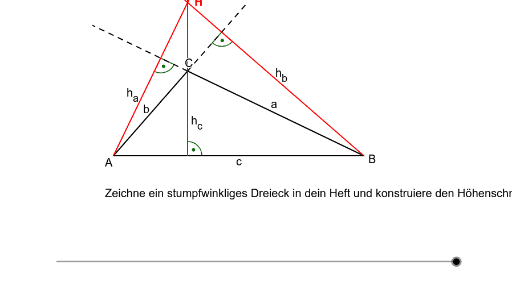 Höhenschnittpunkt im stumpfwinkligen Dreieck konstruieren – GeoGebra