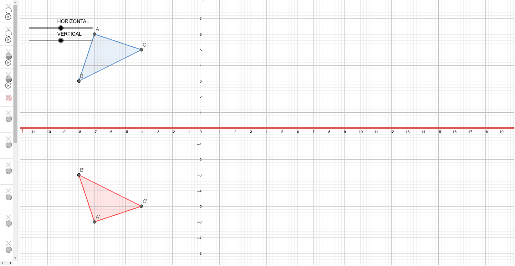 Reflection over xaxis GeoGebra