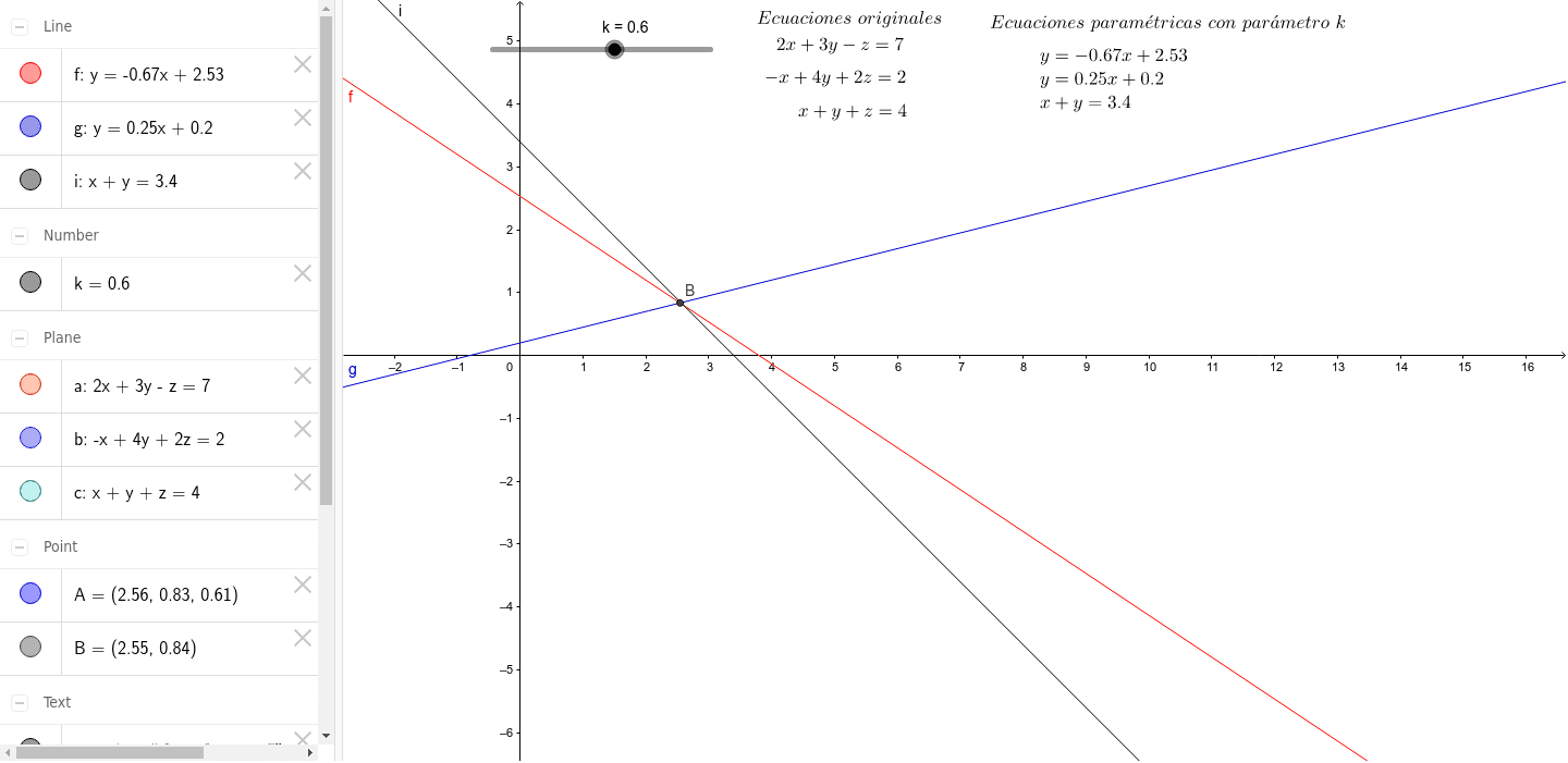 Solucion Grafica De Ecuaciones De 3x3 Geogebra