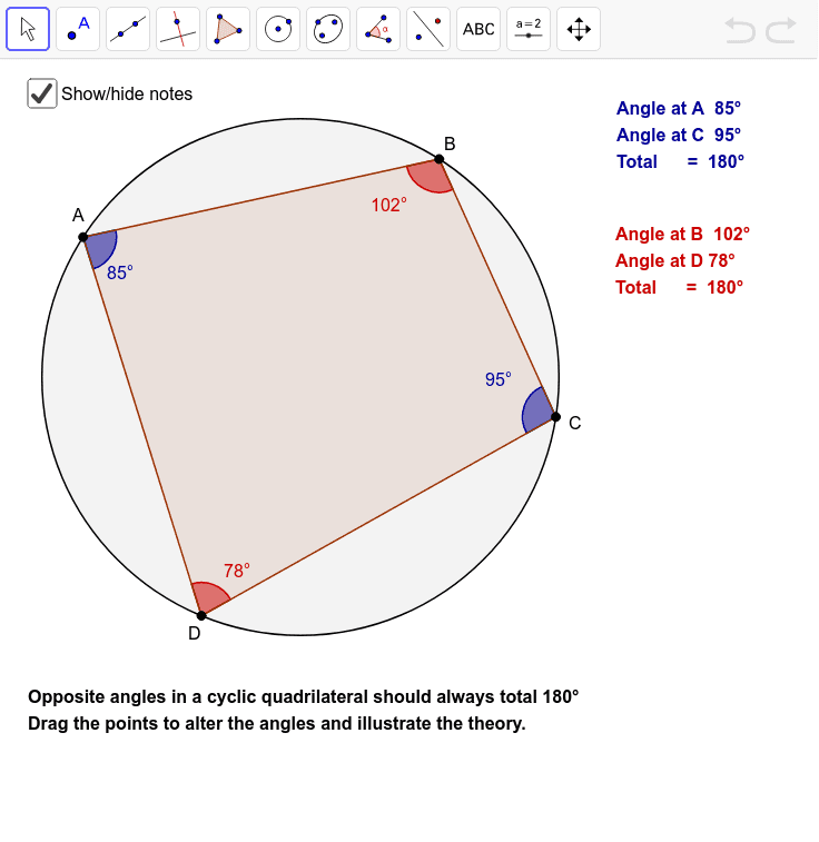 Circle Geometry Cyclic Quadrilaterals Geogebra
