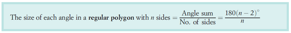 Formula to determine the size of each angle in a REGULAR Polygon