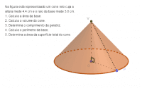 Volume e área da superfície do cone