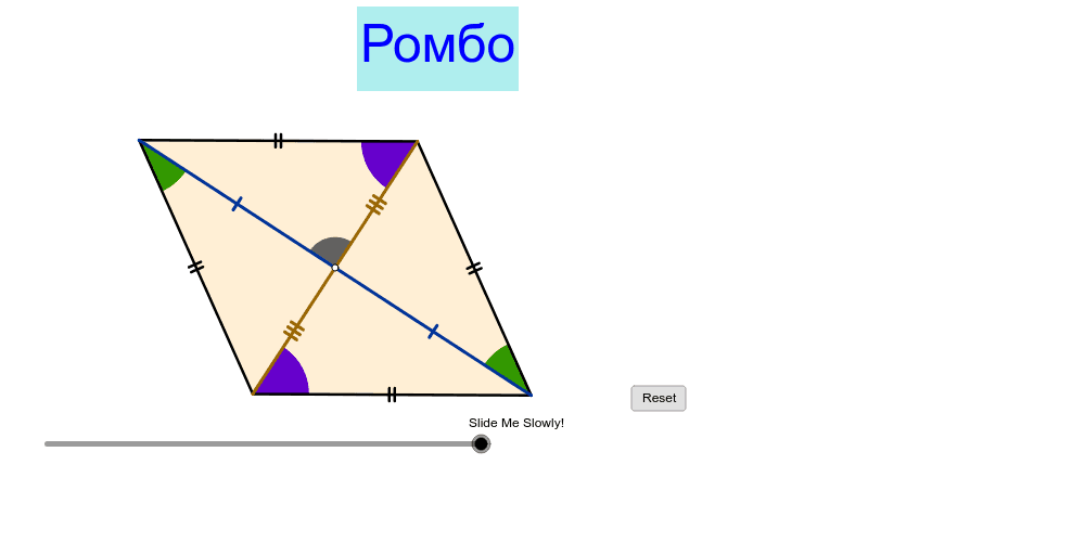 Ромбын чанар-3 – GeoGebra