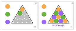 Coloreando círculos en un triángulo - paso a paso