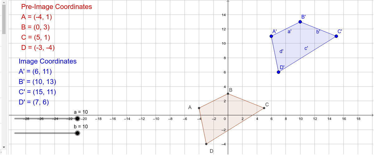 Translation activity geogebra