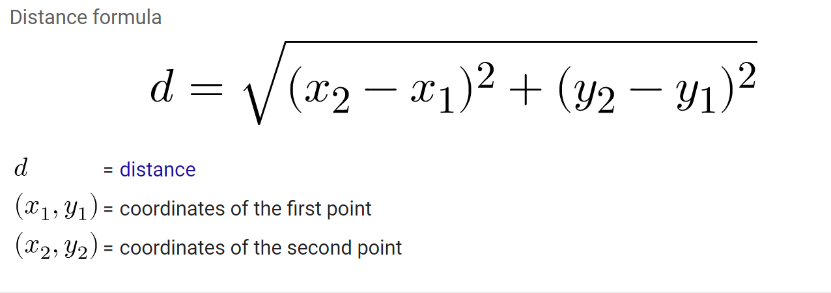 Write the distance formula down