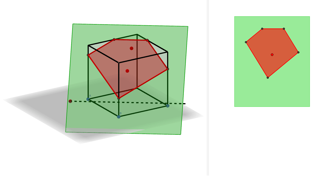 Cutting the cube with interactive plane – GeoGebra
