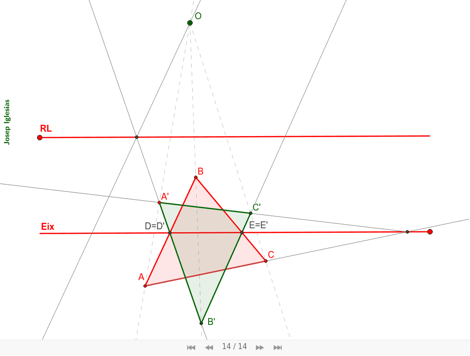 Troba el triangle homòleg sabent la RL2, l'eix d'homologia i un punt homòleg A'.