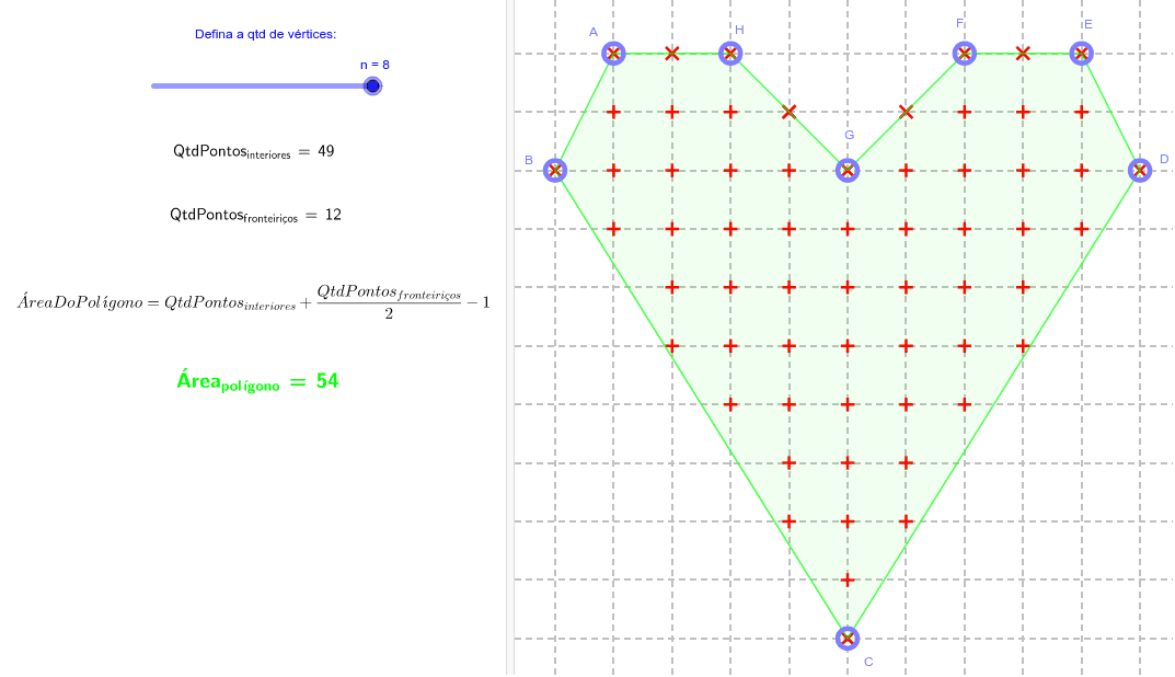 Medindo Áreas ao contar pontosTeorema de Pick GeoGebra